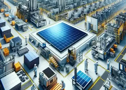 Solar Panels making in a factory